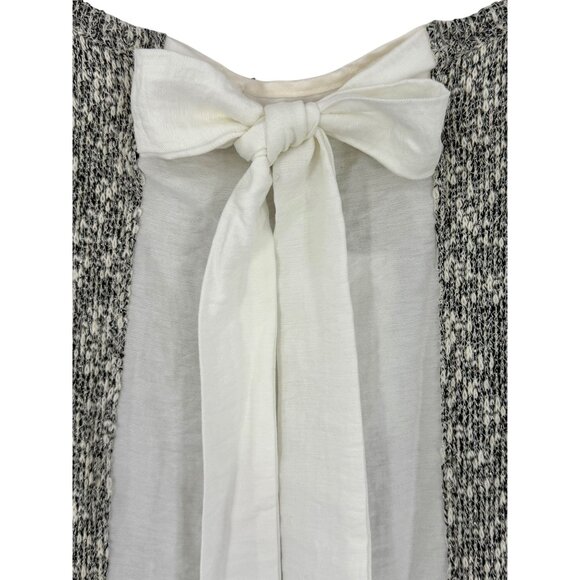 Anthropologie X Clu Willoughby Shimmer Knit Ruffle Hem Bow Back L/S Top - Picture 3 of 16